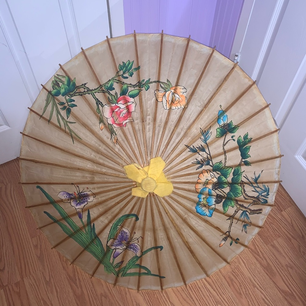 Flower Painted Paper Parasol
